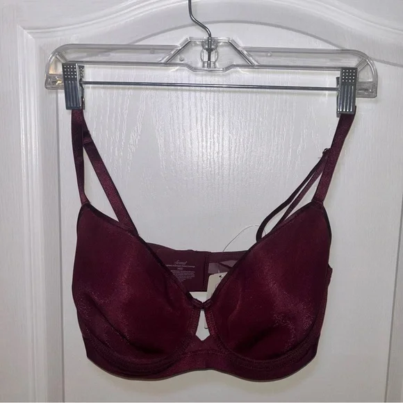 New! Soma Bra Bundle Burgundy Wine Lot of 2 Floral Lace & Smooth Full Coverage - Picture 2 of 7